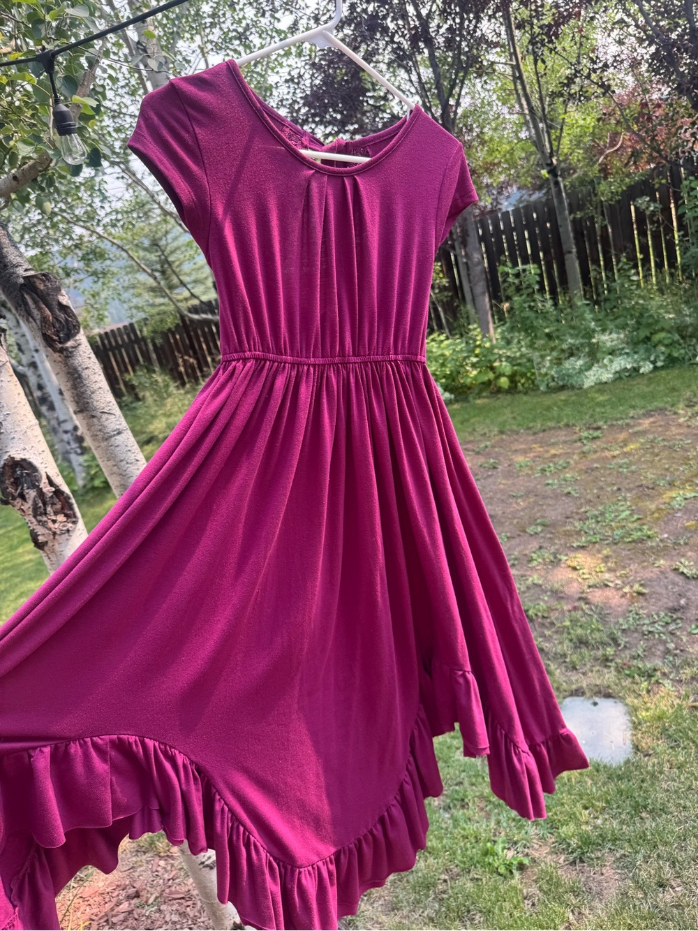 Joyfolie Fuchsia Ruffle-Hem Twirl Dress